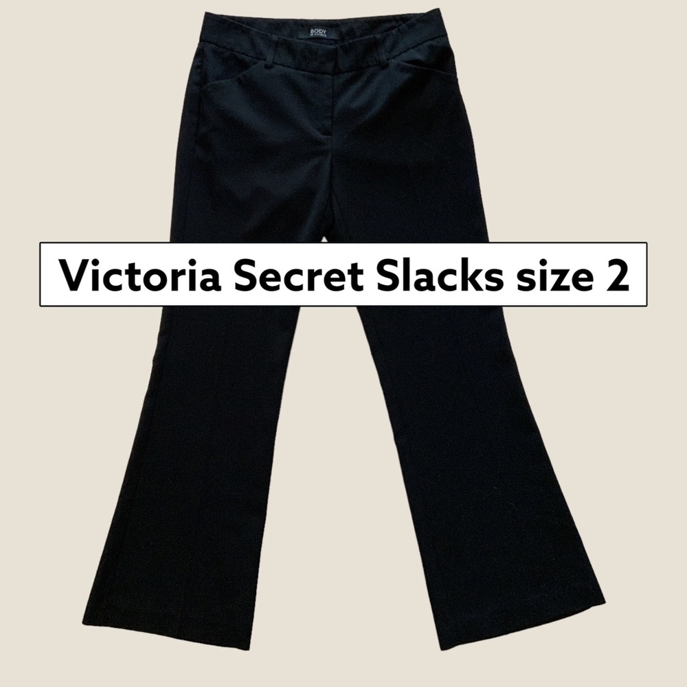 Body by Victoria Secret Black Trousers size 2 Cotton Bootcut Tailored Short